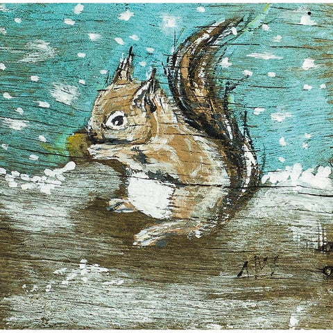 Squirrel Black Modern Wood Framed Art Print with Double Matting by Strong, Molly Susan