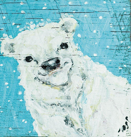 Polar Bear White Modern Wood Framed Art Print with Double Matting by Strong, Molly Susan