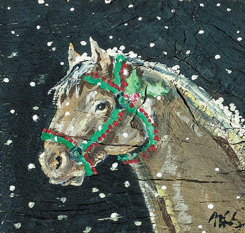 Holiday Horse Black Ornate Wood Framed Art Print with Double Matting by Strong, Molly Susan