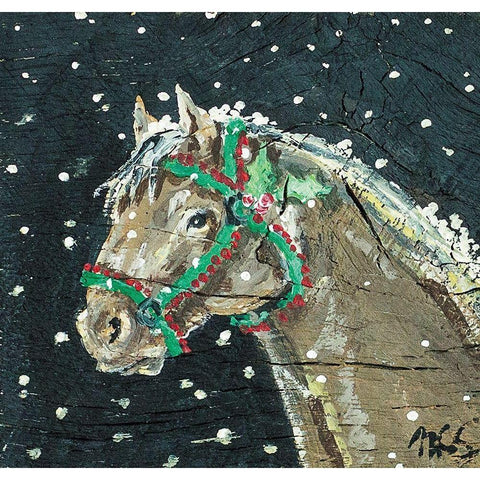 Holiday Horse Black Modern Wood Framed Art Print with Double Matting by Strong, Molly Susan