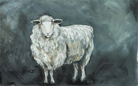 Sheep II Black Ornate Wood Framed Art Print with Double Matting by Strong, Molly Susan