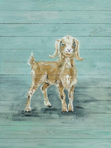 Baby Goat Black Ornate Wood Framed Art Print with Double Matting by Strong, Molly Susan