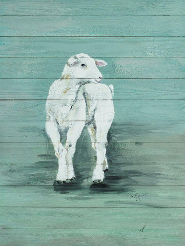 Baby Lamb Black Ornate Wood Framed Art Print with Double Matting by Strong, Molly Susan