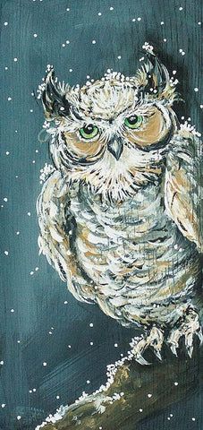 Snowy Owl Black Ornate Wood Framed Art Print with Double Matting by Strong, Molly Susan