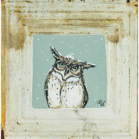 Owl in Snow White Modern Wood Framed Art Print by Strong, Molly Susan