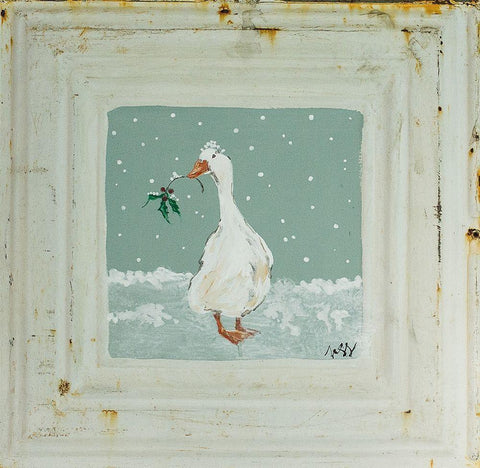 Goose in Snow White Modern Wood Framed Art Print with Double Matting by Strong, Molly Susan