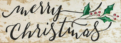 Merry Christmas White Modern Wood Framed Art Print with Double Matting by Strong, Molly Susan