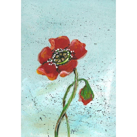 Poppies II White Modern Wood Framed Art Print by Strong, Molly Susan