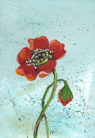Poppies II Black Ornate Wood Framed Art Print with Double Matting by Strong, Molly Susan