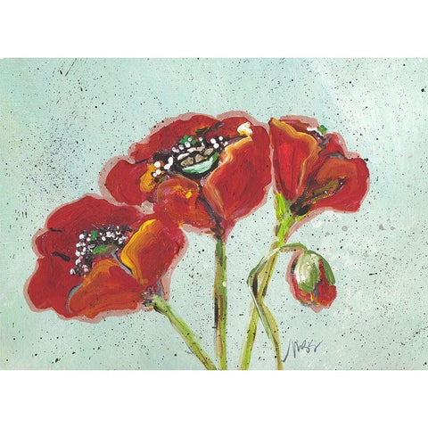 Poppies III Black Modern Wood Framed Art Print by Strong, Molly Susan