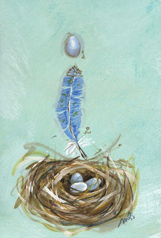 Bluebird White Modern Wood Framed Art Print with Double Matting by Strong, Molly Susan