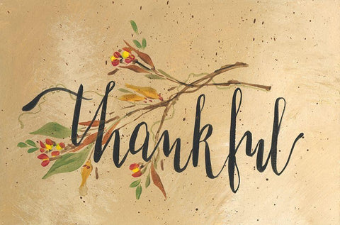 Thankful White Modern Wood Framed Art Print with Double Matting by Strong, Molly Susan
