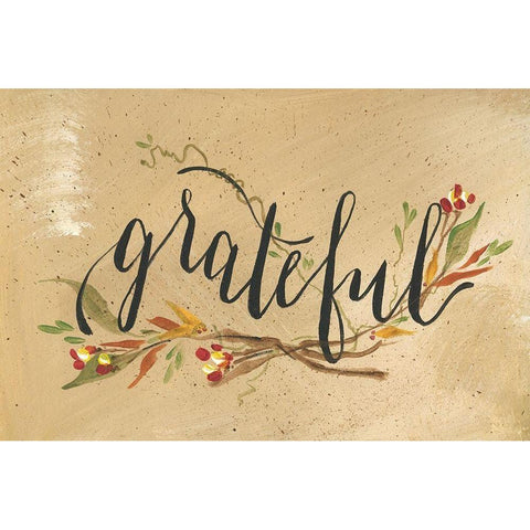 Grateful Gold Ornate Wood Framed Art Print with Double Matting by Strong, Molly Susan