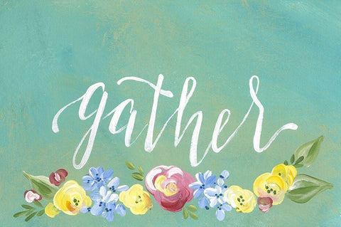 Gather White Modern Wood Framed Art Print with Double Matting by Strong, Molly Susan