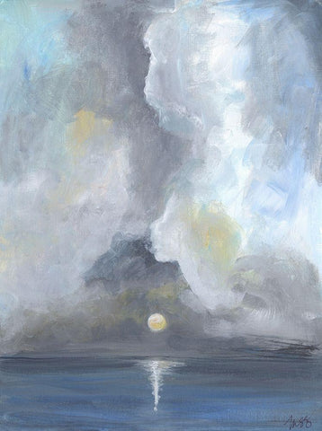 Moonlight I Black Ornate Wood Framed Art Print with Double Matting by Strong, Molly Susan