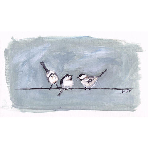 Birds on a Wire I Black Modern Wood Framed Art Print with Double Matting by Strong, Molly Susan