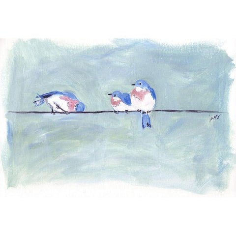 Birds on a Wire II White Modern Wood Framed Art Print by Strong, Molly Susan
