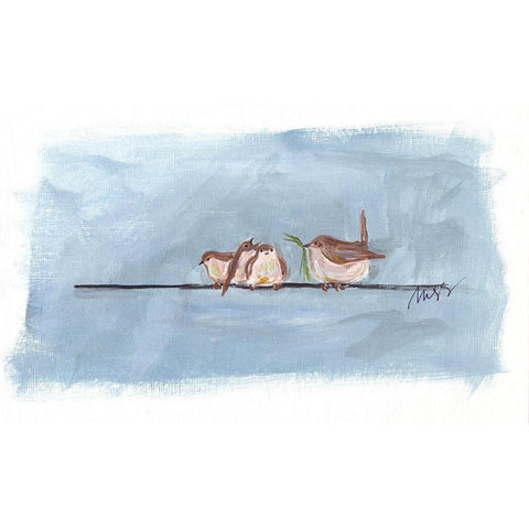 Birds on a Wire III Black Modern Wood Framed Art Print by Strong, Molly Susan