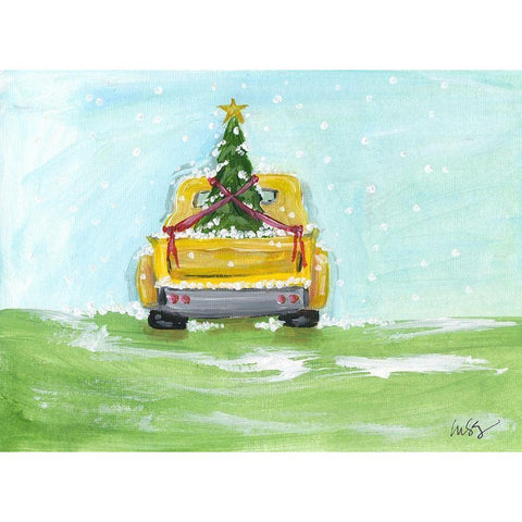 Christmas Pick-Up White Modern Wood Framed Art Print by Strong, Molly Susan