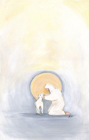 Lamb White Modern Wood Framed Art Print with Double Matting by Strong, Molly Susan