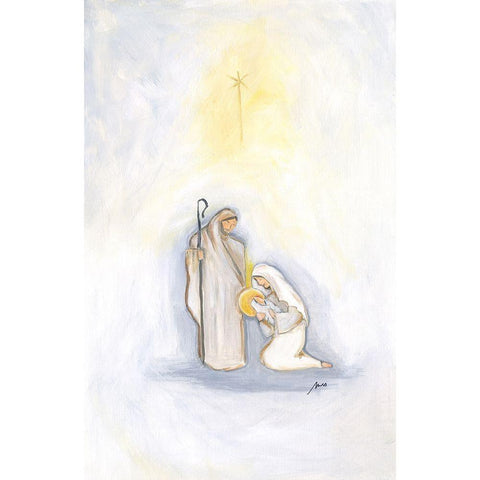Jesus Mary and Joseph White Modern Wood Framed Art Print by Strong, Molly Susan