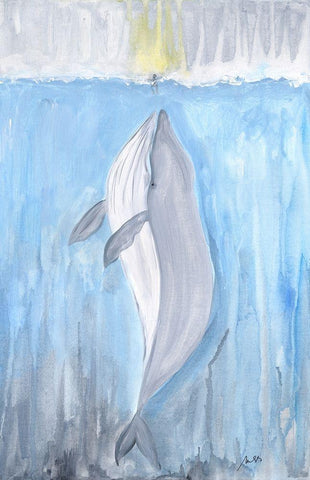 Whale White Modern Wood Framed Art Print with Double Matting by Strong, Molly Susan