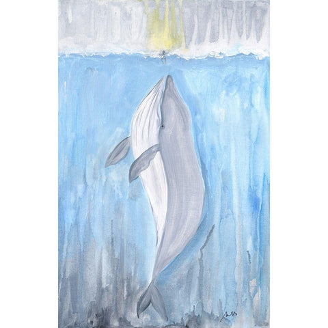 Whale White Modern Wood Framed Art Print by Strong, Molly Susan