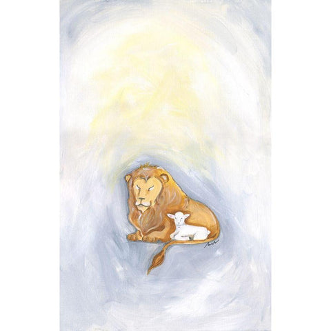 Lion and Lamb Black Modern Wood Framed Art Print with Double Matting by Strong, Molly Susan