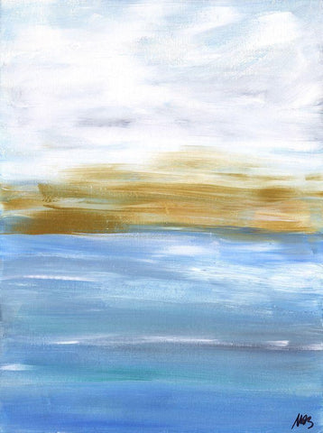 Ocean Abstract I White Modern Wood Framed Art Print with Double Matting by Strong, Molly Susan