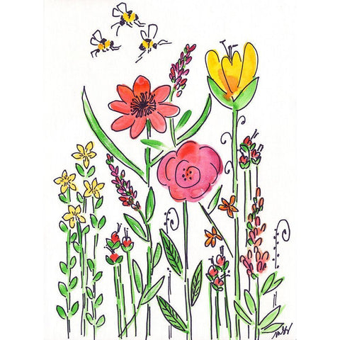 Coral Flowers White Modern Wood Framed Art Print by Strong, Molly Susan