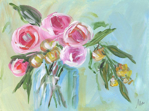 Floral Still Life II Black Ornate Wood Framed Art Print with Double Matting by Strong, Molly Susan