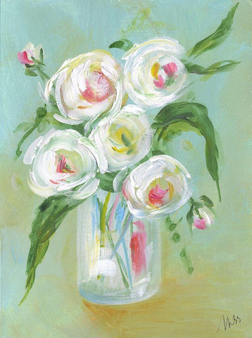 Floral Still Life III Black Ornate Wood Framed Art Print with Double Matting by Strong, Molly Susan