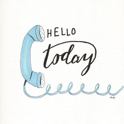 Hello Today Black Modern Wood Framed Art Print by Strong, Molly Susan