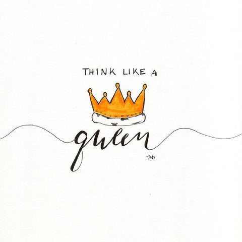 Think Like a Queen White Modern Wood Framed Art Print with Double Matting by Strong, Molly Susan