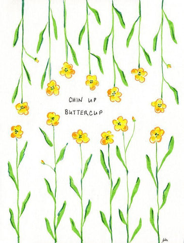 Chin Up Buttercup Black Ornate Wood Framed Art Print with Double Matting by Strong, Molly Susan