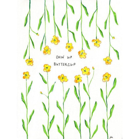 Chin Up Buttercup Black Modern Wood Framed Art Print with Double Matting by Strong, Molly Susan