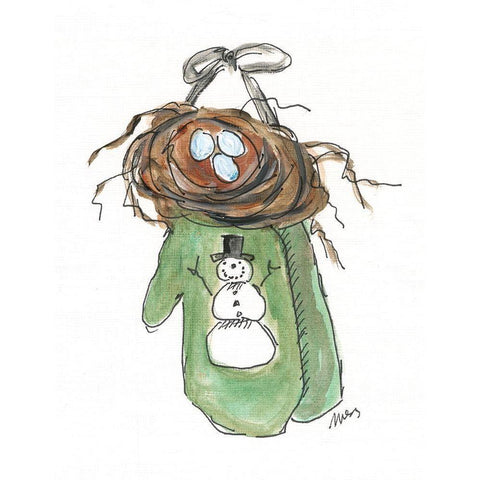 Green Mittens Black Modern Wood Framed Art Print by Strong, Molly Susan