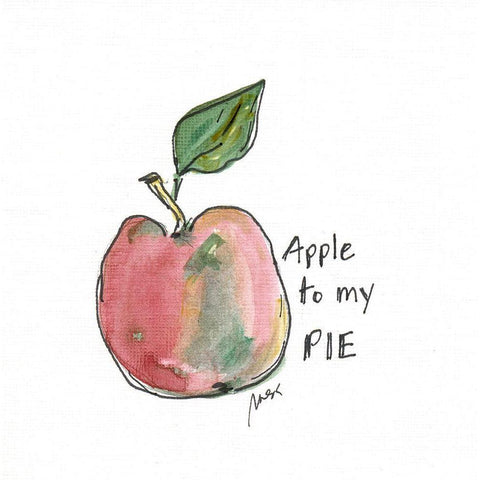 Apple to My Pie White Modern Wood Framed Art Print by Strong, Molly Susan