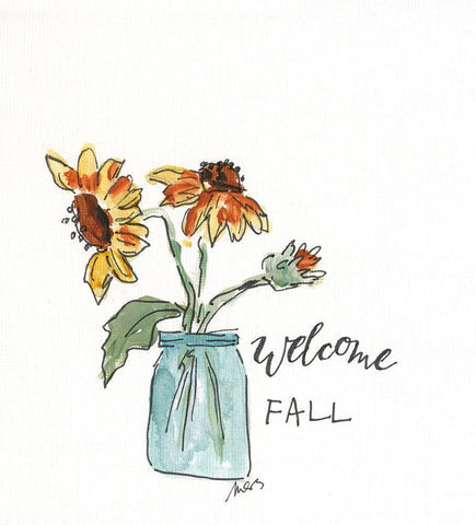 Welcome Fall White Modern Wood Framed Art Print with Double Matting by Strong, Molly Susan