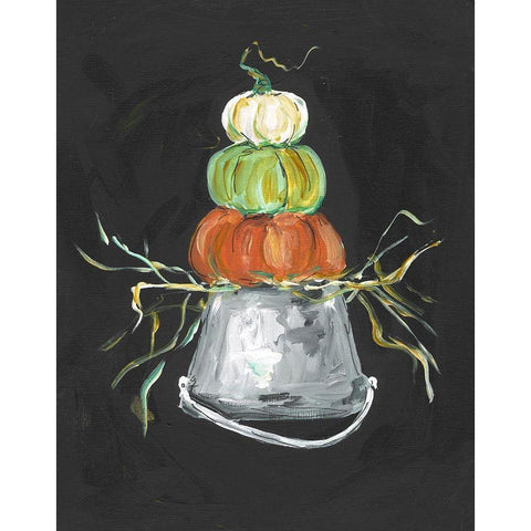 Pumpkin Stack Gold Ornate Wood Framed Art Print with Double Matting by Strong, Molly Susan