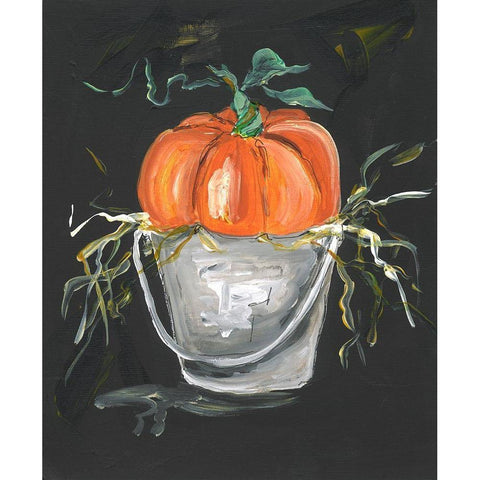 Pumpkin in a Bucket White Modern Wood Framed Art Print by Strong, Molly Susan
