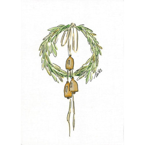 Bell Wreath Black Modern Wood Framed Art Print by Strong, Molly Susan