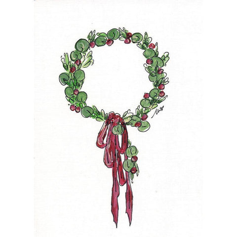 Holiday Wreath Gold Ornate Wood Framed Art Print with Double Matting by Strong, Molly Susan