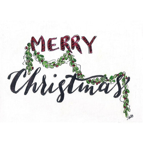 Merry Christmas   Gold Ornate Wood Framed Art Print with Double Matting by Strong, Molly Susan