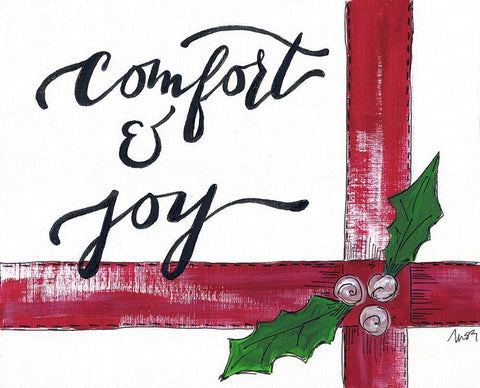 Comfort and Joy White Modern Wood Framed Art Print with Double Matting by Strong, Molly Susan