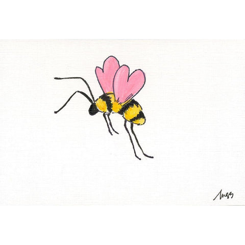 Valentine Bee Black Modern Wood Framed Art Print with Double Matting by Strong, Molly Susan