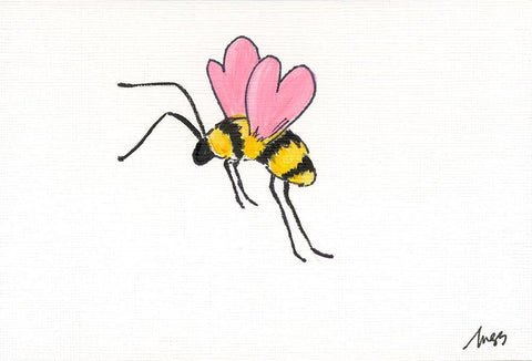 Valentine Bee White Modern Wood Framed Art Print with Double Matting by Strong, Molly Susan
