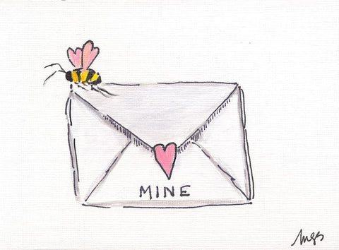 Valentine Letter White Modern Wood Framed Art Print with Double Matting by Strong, Molly Susan