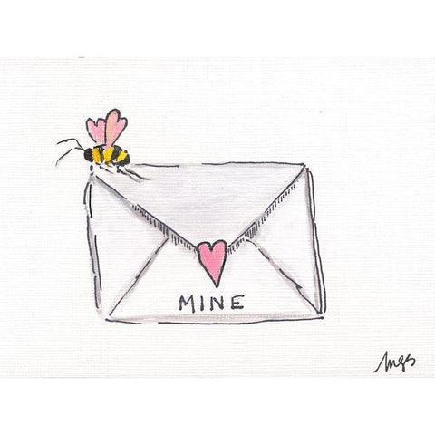 Valentine Letter Black Modern Wood Framed Art Print by Strong, Molly Susan