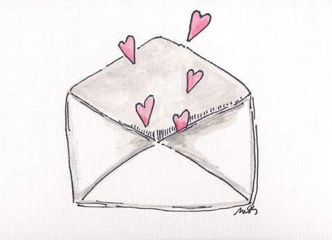 Valentine Love White Modern Wood Framed Art Print with Double Matting by Strong, Molly Susan